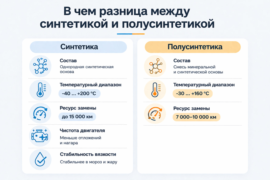 Разница между синтетикой и полусинтетикой касается состава, вязкости, защиты двигателя, срока службы и общих эксплуатационных затрат. Разница между синтетикой и полусинтетикой касается состава, вязкости, защиты двигателя, срока службы и общих эксплуатационных затрат.