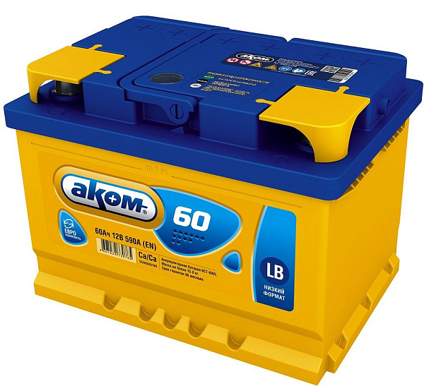Аккумулятор АКОМ LB  60 Ач, Обратная полярность