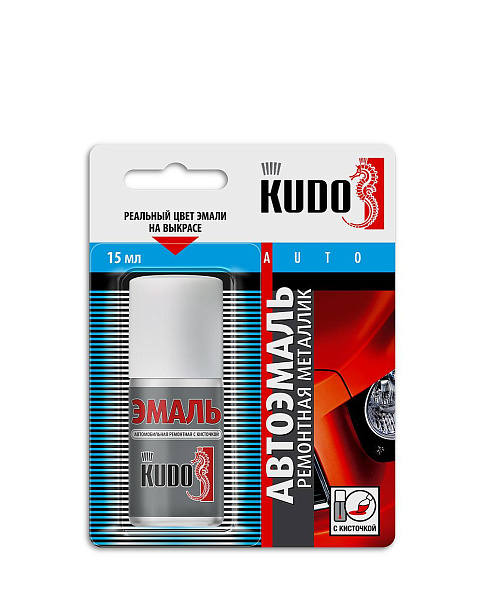 Эмаль автомобильная ремонтная с кисточкой KUDO KU-72372 Hyundai RHM Sleek Silver металлик (серебристый)  15 мл.