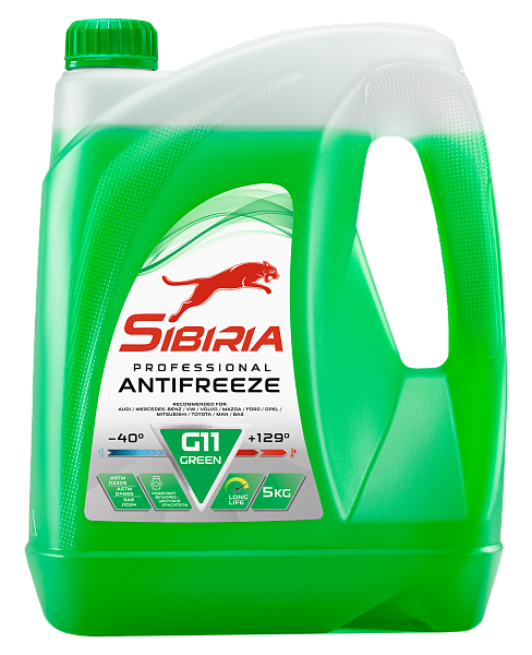 Антифриз -40 зелёный SIBIRIA G-11 Green  5 кг.