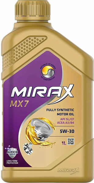 Моторное масло MIRAX MX7  5W-30  1 л. синт.