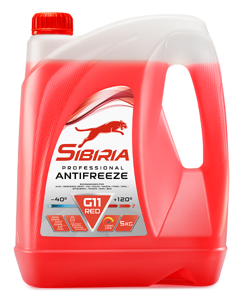 Антифриз -40 красный SIBIRIA G-11 Red  5 кг.