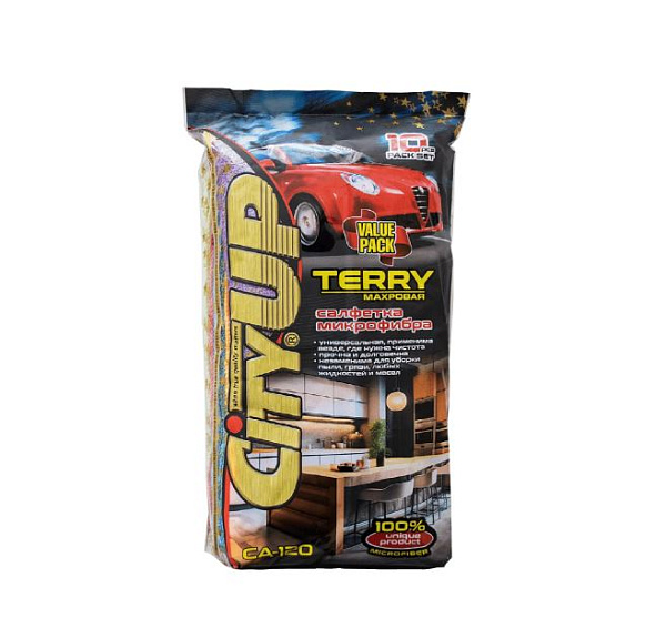 Салфетки из микрофибры City UP Terry valum pack CA-120  30х30 см.  10 шт.