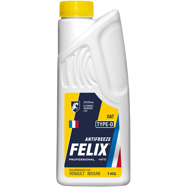 Антифриз FELIX TYPE D (-40) жёлтый G-12+  1 кг.