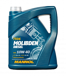 Моторное масло MANNOL Molibden Diesel 10W-40 полусинтетическое E2/B3/A2 CG-4/CF-4/SJ    5 л.
