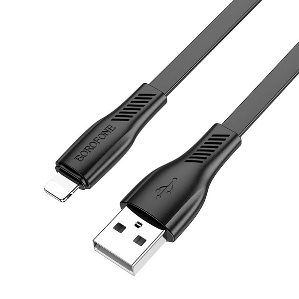 Кабель плоский Borofone Auspicious BX85 USB - Lightning 8-pin 1м. черный