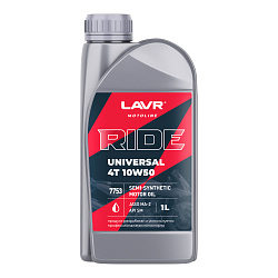 Моторное масло для мотоциклов 4Т 10W50 Ride UNIVERSAL LAVR MOTOLINE   1л. п/синт. API SM