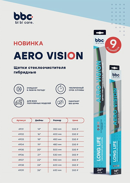 Щетка стеклоочистителя гибридная  480 мм. BiBiCare 4934